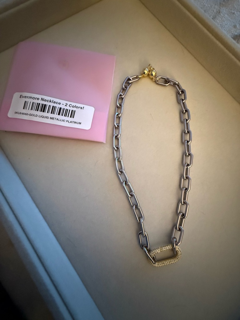 By Alexa Rae - Evermore Necklace - Gold Liquid Metallic Platnium